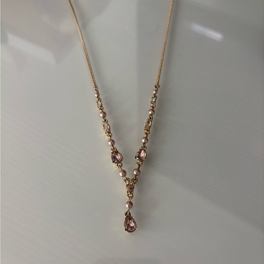 Givenchy Gold and Pink Pearl Necklace